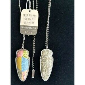 JILZARAH 33" Gypsy Soul Arrow Silver Reversible Necklace JILZARA Handmade Clay
